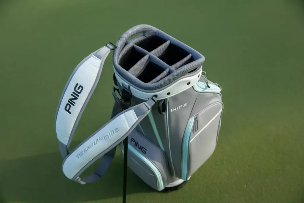 Ping Hoofer Lite Bag Close Up Showcasing Straps And Top Dividers
